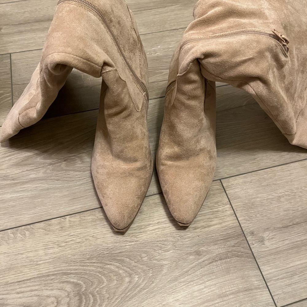 Muriel Tan Suede Heeled Boots